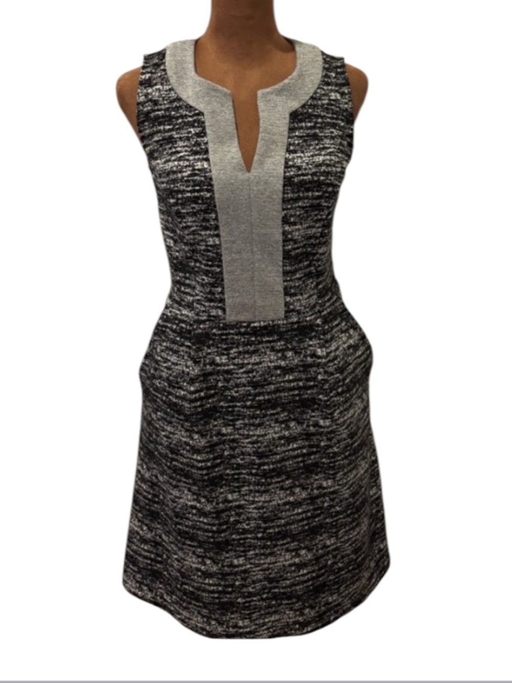 Tabitha Anthropologie Sleeveless Sheath Dress Gray Black Workwear Size S